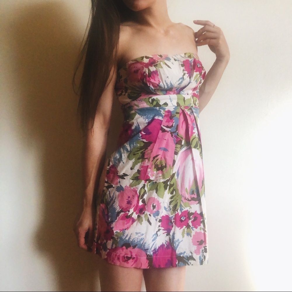 Strapless Floral Dress